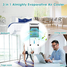 Load image into Gallery viewer, Portable Air Conditioner Fan, 3-IN-1 Evaporative Air Cooler Humidifier Swamp Cooler, 3 Modes, 3 Speeds, 90° Oscillation, Timer, Remote Control, Personal Air Conditioner Fan for Whole Room Home&amp;Office
