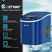 Load image into Gallery viewer, COSTWAY Ice Maker for Countertop, 26LBS/24H Portable &amp; Compact Ice Maker Machine, Ice Cubes Ready in 6 Mins, Electric High Efficiency Express Clear Operation Control Panel with Ice Scoop (Navy)
