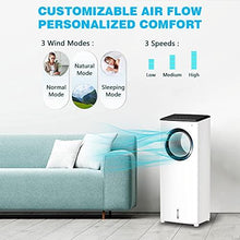 Load image into Gallery viewer, 3-1 Evaporative Air Cooler Bladeless Fan w/Cooling &amp; Humidification Function with Remote Control 4 Modes and 3 Wind Speed 45°Oscillation with 1 Gallon Water Tank for Bedroom Living Rooms Office
