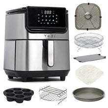 Load image into Gallery viewer, Yedi Evolution Air Fryer, 6.8 Quart, Stainless Steel, Ceramic Cooking Basket, with Deluxe Accessory Kit and Recipe Book
