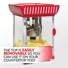 Load image into Gallery viewer, Nostalgia PC25RW 2.5 Oz Popcorn &amp; Concession Cart, 48" Tall, Makes 10 Cups, with Kernel &amp; Oil Measuring Spoons &amp; Scoop, 13" Wheels for Easy Mobility, Red/White
