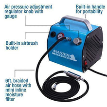 Load image into Gallery viewer, Master Airbrush Model TC-77, Super Quiet High Performance Airbrush Compressor with a 6 Inch Braided Hose with Mini-Inline Moisture Filter
