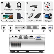 Load image into Gallery viewer, QKK Mini Projector 6500Lumens Portable LCD Projector [100" Projector Screen Included] Full HD 1080P Supported, Compatible with Smartphone, TV Stick, Games, HDMI, AV, Projector for Outdoor Movies
