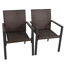 Load image into Gallery viewer, BALI OUTDOORS Gas Firepit Chairs Outdoor Wicker Patio Dining Set, Set of 2 Stackable Outdoor Wicker Chairs for Patio, Garden, Yards, Indoor, Multibrown
