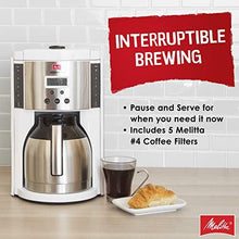 Load image into Gallery viewer, Melitta Aroma Enhance Drip Coffee Maker with Double Wall Vacuum Stainless Steel Carafe | Capacity: 10 cups | Includes 5 Melitta Coffee Filters #4 (White)
