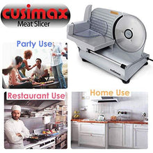 Load image into Gallery viewer, CUSIMAX Meat Slicer Electric Food Slicer with 7.5” Removable Stainless Steel Blade and Pusher, Deli Cheese Fruit Vegetable Bread Cutter, Adjustable Knob for Thickness, Food Carriage &amp; Non-Slip Feet
