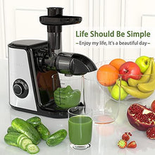 Load image into Gallery viewer, Juicer Machines, ORFELD Slow Masticating Juicer Extractor Easy to Clean, Quiet Motor and Reverse Function, Cold Press Juicer for Vegetable and Fruit Carrots, Oranges and Celery etc (Silver)
