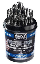 Load image into Gallery viewer, Champion Cutting Tool Brute Platinum 29 Piece 1/16-1/2" x 64ths HSS Mechanics Length Twister-XL28 Drill Bit Set-135 Degree Split Point, Water Resistant Index-MADE IN USA
