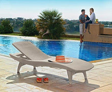 Load image into Gallery viewer, Keter Set of 2 Pacific Sun Lounge Outdoor Chaise Pool Chairs with Resin Rattan Look and Adjustable Back, Oasis White
