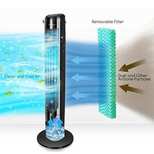 Load image into Gallery viewer, Aigostar Cooling Tower Fan with Remote Oscillating Quiet Bladeless Evaporative Air Cooler Humidifier for Room, Water Tank, LED Display, 1-9H Timer, 40", Black
