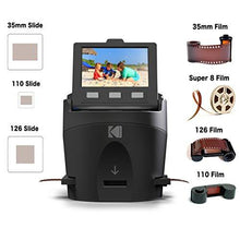 Load image into Gallery viewer, KODAK SCANZA Digital Film &amp; Slide Scanner - Converts 35mm, 126, 110, Super 8 &amp; 8mm Film Negatives &amp; Slides to JPEG - Includes Large Tilt-Up 3.5" LCD, Easy-Load Film Inserts, Adapters &amp; More
