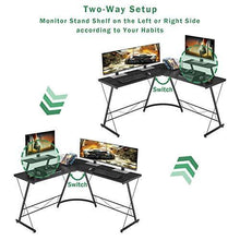 Load image into Gallery viewer, Mr IRONSTONE L-Shaped Desk 50.8" Computer Corner Desk, Home Gaming Desk, Office Writing Workstation with Large Monitor Stand, Space-Saving, Easy to Assemble, Black
