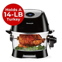 Load image into Gallery viewer, PowerXL Turbo Air Fryer, XL Large Capacity with Glass Bowl, LED Digital Touchscreen; Rotisserie, Air Fry, Roast, Broil, Bake, Dehydrate, Recipe Book, 10-Quart, Black
