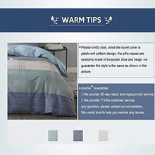 Load image into Gallery viewer, Geometric Duvet Cover Soft Cotton Blue Patchwork Modern Bedding Set with Zipper Ties Mint Green Duvet Cover Set Perfect for Him and Her, Luxury Quality Comfortable Easy Care-King Size
