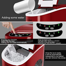 Load image into Gallery viewer, COSTWAY Ice Maker for Countertop, 26LBS/24H Portable and Compact Ice Maker Machine, Ice Cubes Ready in 6 Mins, Electric High Efficiency Express Clear Operation Control Panel with Ice Scoop (Red)
