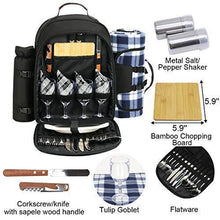 Load image into Gallery viewer, Sunflora Picnic Backpack for 4 Person Set Pack with Insulated Waterproof Pouch for Family Outdoor Camping (Black)

