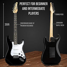 Load image into Gallery viewer, LyxPro Electric Guitar 39" inch Complete Beginner Starter kit Full Size with 20w Amp, Package Includes All Accessories, Digital Tuner, Strings, Picks, Tremolo Bar, Shoulder Strap, and Case Bag - Black
