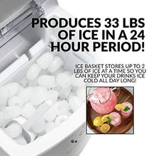 Load image into Gallery viewer, Igloo ICEB33SL Large-Capacity Automatic Portable Electric Countertop Ice Maker Machine, 33 Pounds in 24 Hours, 9 Ice Cubes Ready in 7 minutes, With Ice Scoop and Basket, Perfect for Water Bottles
