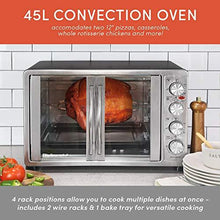 Load image into Gallery viewer, Elite Gourmet ETO-4510M Double French Door Countertop Convection Toaster Oven, Bake Broil Toast Rotisserie Keep Warm 12"-14" pizza 2 Racks, 18-Slice, 45 L, Stainless Steel &amp; Black
