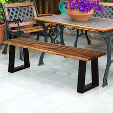 Load image into Gallery viewer, Giantex Wooden Dining Bench Seating Chair Rustic Indoor &amp;Outdoor Furniture (Rustic Brown&amp;Black)
