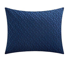 Load image into Gallery viewer, Chic Home Sigal 20 Piece Comforter Set Reversible Geometric Quilted Design Complete Bed in a Bag Bedding – Sheets Decorative Pillows Shams Window Treatments Curtains Included Queen Navy
