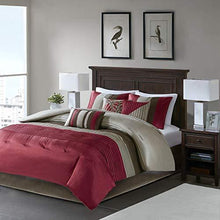 Load image into Gallery viewer, Madison Park Amherst Faux Silk Comforter Set-Casual Contemporary Design All Season Down Alternative Bedding, Matching Shams, Bedskirt, Decorative Pillows, King(104"x92"), Red, 7 Piece
