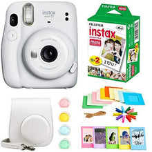 Load image into Gallery viewer, Fujifilm Instax Mini 11 Instant Camera + Instax Mini Twin Pack Film + Hanging Frames + Plastic Frames + Case + Close Up Filters - All Inclusive Bundle! (Ice White)
