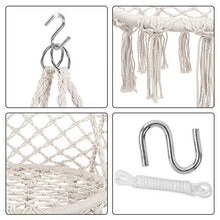 Load image into Gallery viewer, Y- STOP Hammock Chair Macrame Swing, Max 330 Lbs, Hanging Cotton Rope Hammock Swing Chair for Indoor and Outdoor Use (Beige)
