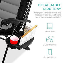 Load image into Gallery viewer, Best Choice Products Oversized Padded Zero Gravity Chair, Folding Outdoor Patio Recliner for Backyard, Beach w/Headrest, Side Tray, Textilene Mesh - Gray
