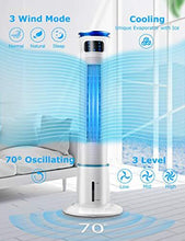 Load image into Gallery viewer, BREEZEWELL 2-in-1 Evaporative Air Cooler, 43" Tower Fan w/Cooling &amp; Humidification Function, 1 Gallon Water Tank, 3 Wind Speeds, 4 Modes, 70°Oscillation, 15H Timer, Remote Control for Home &amp; Office
