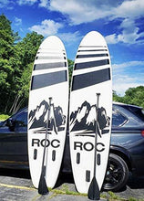 Load image into Gallery viewer, Roc Inflatable Stand Up Paddle Boards W Free Premium SUP Accessories &amp; Backpack, Non-Slip Deck Bonus Waterproof Bag, Leash, Paddle and Hand Pump (Black)

