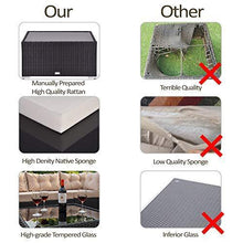 Load image into Gallery viewer, Amolife 7 Pieces Patio PE Rattan Sofa Chair Set Outdoor Sectional Furniture Black Wicker Conversation Set with Tan Cushions Covers and Tea Table
