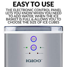 Load image into Gallery viewer, Igloo ICEB33SS Large-Capacity Stainless Steel Automatic Portable Electric Countertop Ice Maker Machine, 33 Pounds in 24 Hours, 9 Cubes Ready in 7 minutes, With Scoop and Basket
