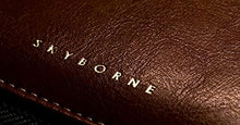 Load image into Gallery viewer, Skyborne iTravel Wallet 2.0 | Leather Passport Travel Folio | Qi Cell Phone Power Bank Travel Wallet for Men | RFID Protected, Built-In Wireless Charging, Organizes Credit Cards, Boarding Passes
