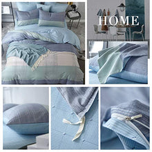 Load image into Gallery viewer, Geometric Duvet Cover Soft Cotton Blue Patchwork Modern Bedding Set with Zipper Ties Mint Green Duvet Cover Set Perfect for Him and Her, Luxury Quality Comfortable Easy Care-King Size
