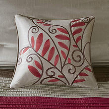 Load image into Gallery viewer, Madison Park Amherst Faux Silk Comforter Set-Casual Contemporary Design All Season Down Alternative Bedding, Matching Shams, Bedskirt, Decorative Pillows, King(104"x92"), Red, 7 Piece
