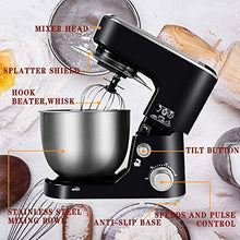 Load image into Gallery viewer, Stand Mixer, Cusimax Dough Mixer Tilt-Head Electric Mixer with 5-Quart Stainless Steel Bowl, Dough Hook, Mixing Beater and Whisk, Splash Guard, Black Food Mixer
