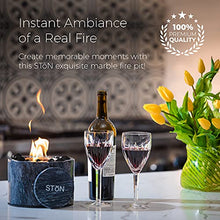 Load image into Gallery viewer, Stonhome Tabletop Fire Pit Bowl -  The Original Marble Portable Fireplace, Indoor Outdoor, Mini Fire Pit Clean Burning Real Flame for Patio Balcony, S’Mores Maker (Black)
