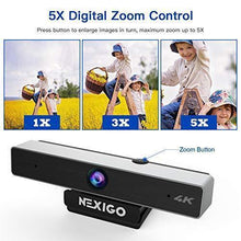 Load image into Gallery viewer, 4K Webcam with 5X Digital Zoom, 2021 NexiGo N950 Pro Webcam with 8.5MP Sony Senor and Dual Stereo Microphone, Light Correction for Zoom Skype MS Teams, Laptop MAC PC Desktop
