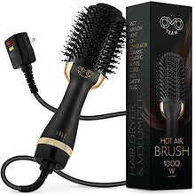Load image into Gallery viewer, Professional Blowout Hair Dryer Brush, Black Gold Dryer and Volumizer, Hot Air Brush for Women, 75MM Oval Shape
