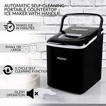 Load image into Gallery viewer, Igloo ICEB26HNBK Automatic Self-Cleaning Portable Electric Countertop Ice Maker Machine With Handle, 26 Pounds in 24 Hours, 9 Ice Cubes Ready in 7 minutes, With Ice Scoop and Basket,Black

