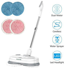 Load image into Gallery viewer, Electric Mop, Cordless Electric Spin Mop, Hardwood Floor Cleaner with Built-in 300ml Water Tank, Polisher with Led Headlight and Sprayer, Scrubber for Hard Floor &amp; Tile, Powerful Cleaner and Waxing
