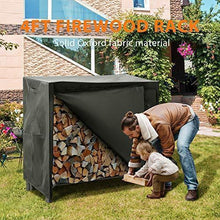 Load image into Gallery viewer, VIVOHOME 4ft Heavy Duty Indoor Outdoor Firewood Storage Log Rack with Cover Combo Set Black
