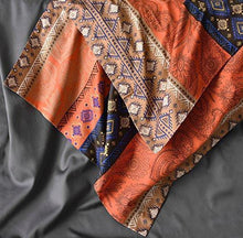 Load image into Gallery viewer, Bohemian Duvet Cover Striped Ethnic Boho Reversible Southwestern 400TC Cotton Bedding 3pc Set Navy White Copper Modern Geo Aztec Print (Queen, Fire Orange)
