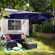 Load image into Gallery viewer, PHI VILLA 15ft Patio Umbrella Double-Sided Outdoor Market Extra Large Umbrella with Crank, Umbrella Base Included (Blue)
