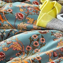 Load image into Gallery viewer, mixinni Vintage Style Garden Flower Duvet Cover Set with Zipper Closure Soft Cotton Flower Pattern on Blue Bedding Quilt Cover Set(Queen,Autumn)
