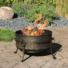 Load image into Gallery viewer, Sunnydaze Cauldron Outdoor Fire Pit - 24 Inch Deep Bonfire Wood Burning Patio &amp; Backyard Firepit for Outside with Round Spark Screen, Fireplace Poker, and Metal Grate

