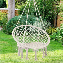 Load image into Gallery viewer, Y- STOP Hammock Chair Macrame Swing, Max 330 Lbs, Hanging Cotton Rope Hammock Swing Chair for Indoor and Outdoor Use (Beige)
