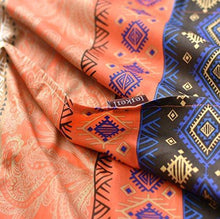 Load image into Gallery viewer, Bohemian Duvet Cover Striped Ethnic Boho Reversible Southwestern 400TC Cotton Bedding 3pc Set Navy White Copper Modern Geo Aztec Print (Queen, Fire Orange)
