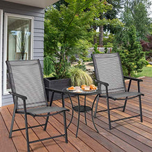 Load image into Gallery viewer, Giantex Set of 4 Patio Dining Chairs, Outdoor Chairs, Portable Folding Chairs for Camping Pool Beach Deck, Lawn Chair with Armrest, 4-Pack Patio Chairs, Metal Frame, Grey
